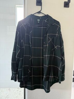 wild fable Dark Green Plaid Button-Up Shirt Jacket